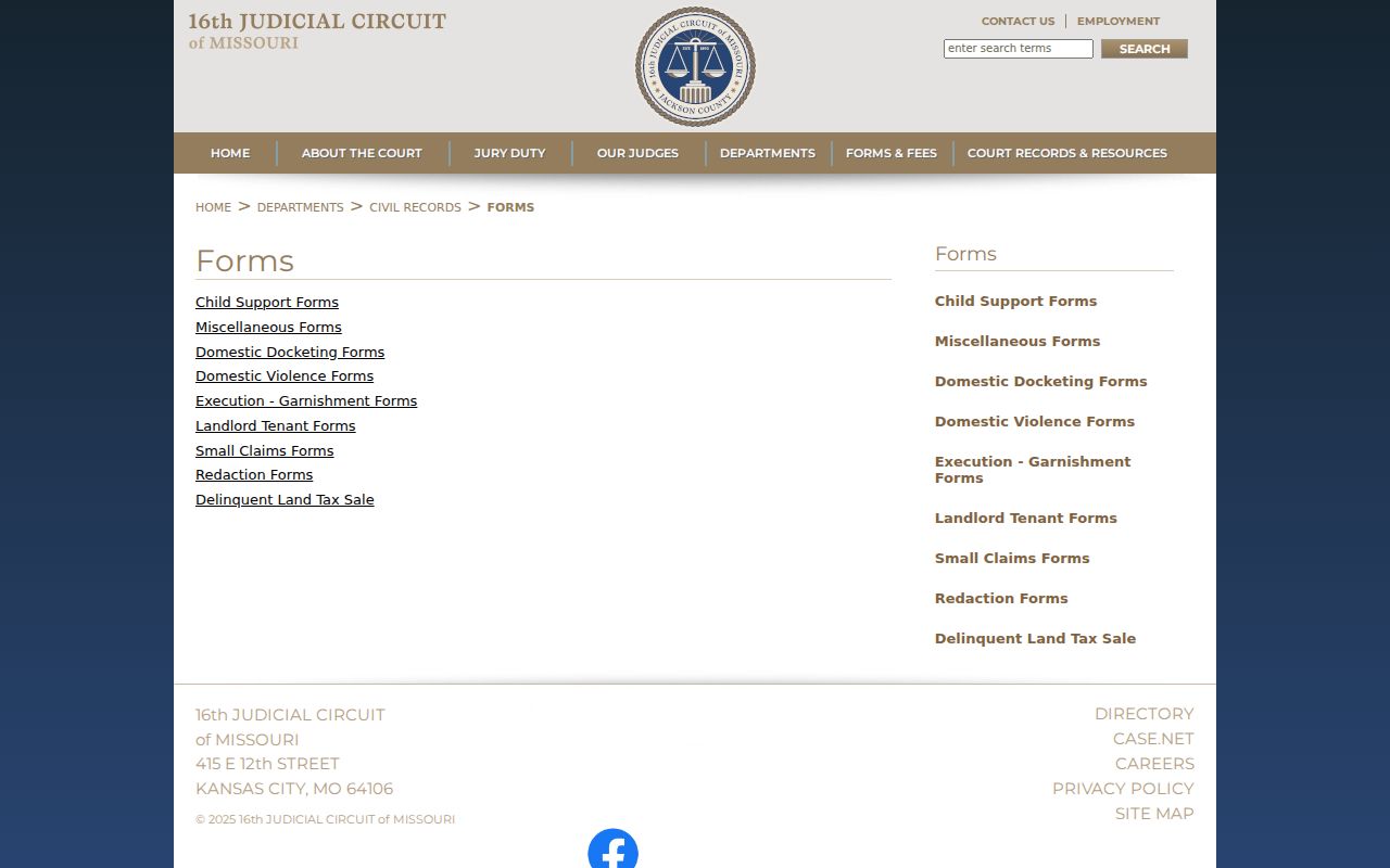 Jackson County court record search Civil Records forms index