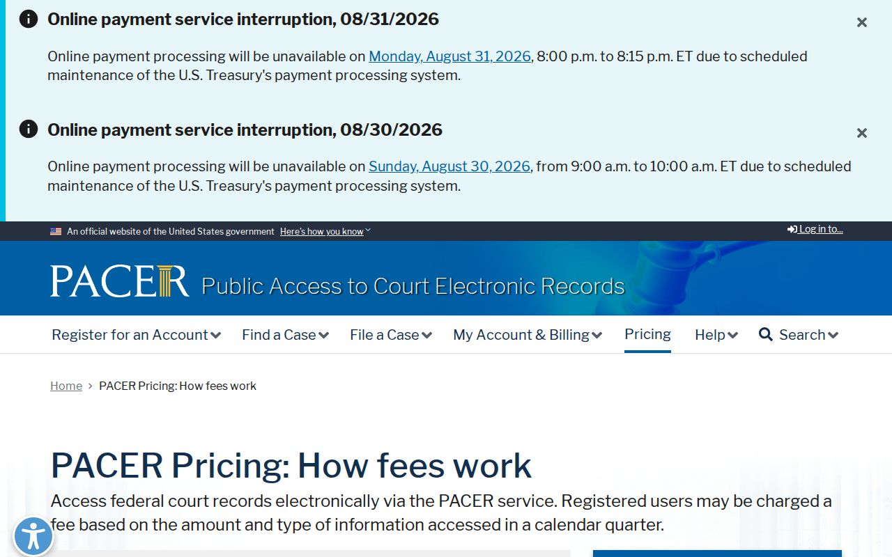 Jackson County court record search comparison with PACER federal record fees