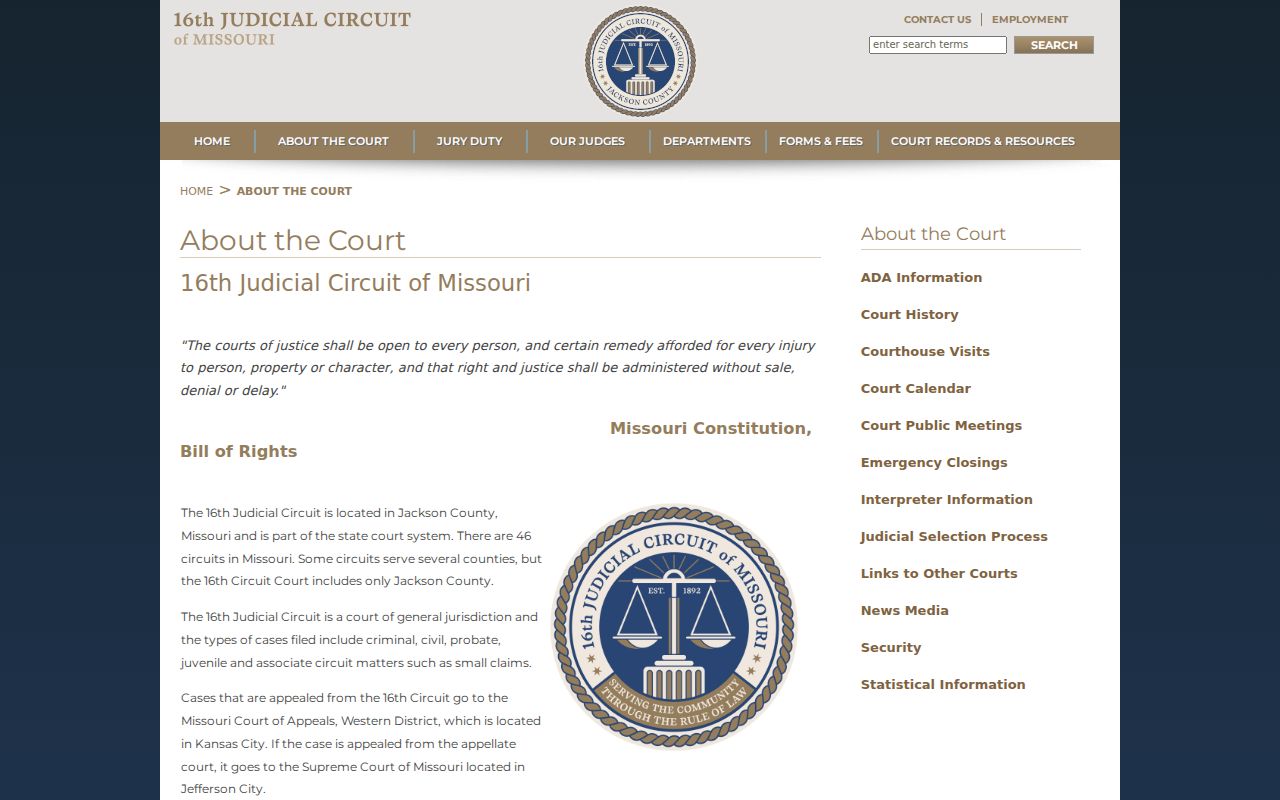 Jackson County court docket 16th Circuit court structure