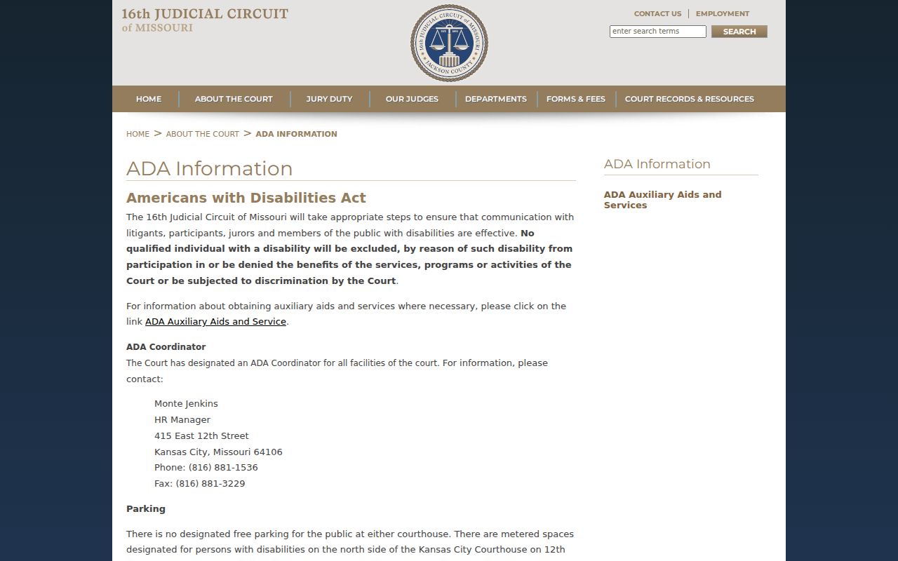 Jackson County court docket courthouse accessibility information