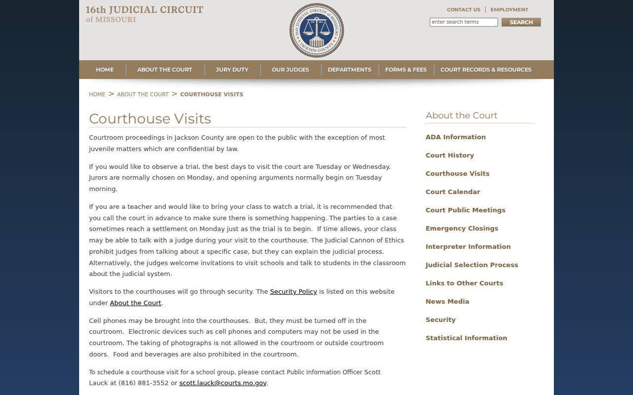 Jackson County court docket public courthouse visit rules