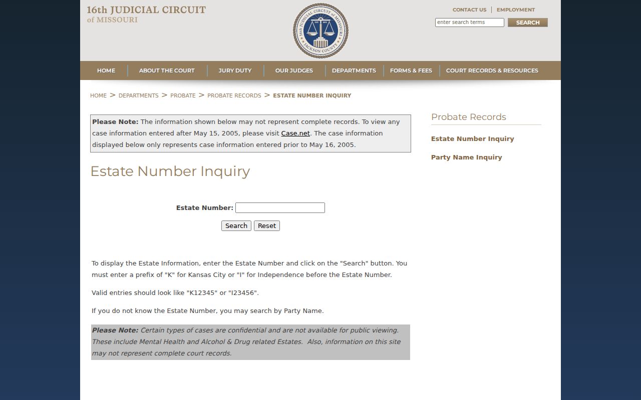 Jackson County probate court docket estate inquiry