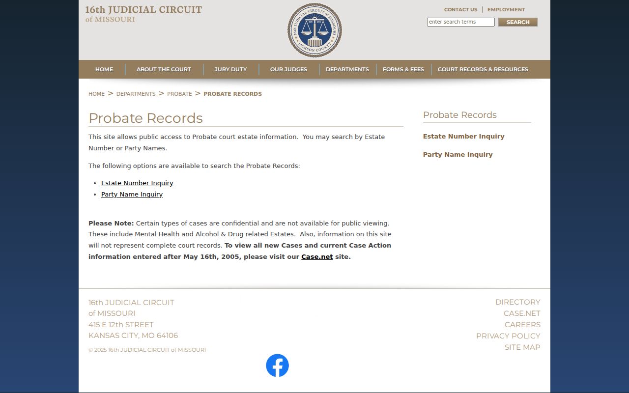 Jackson County probate court docket records search