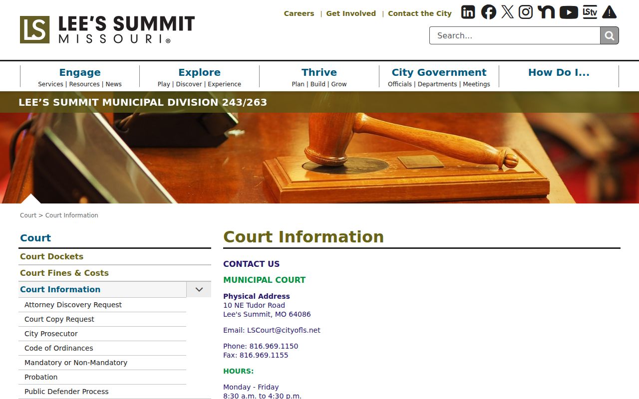Lee’s Summit court docket contact and counter information